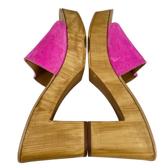 Steve Madden Neon Pink Block Heels Slides Sandals 9 Platform y2k - Picture 3 of 10